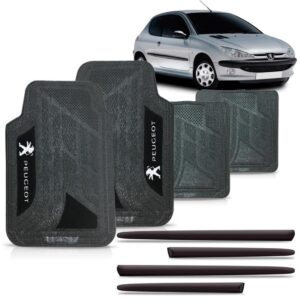 Borrachão Lateral 206 2000/2010 2p  + Jogo Tapet Cor Cinza