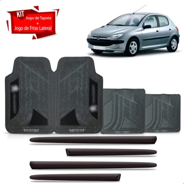 Friso Lateral Para Peugeot 206 2000 A 2010 4p + Jogo Tapete