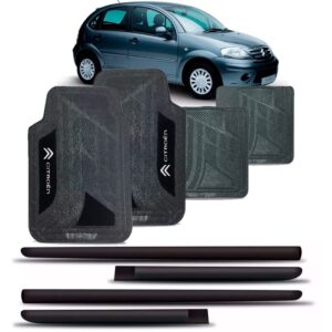 Kit Friso Lateral Citroen C3 Todos 4p Com + Jogo Tapete Pvc