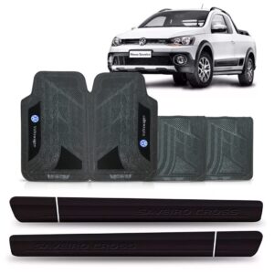 Kit Friso Lateral Saveiro Cross + Jogo Tapete Em Pvc