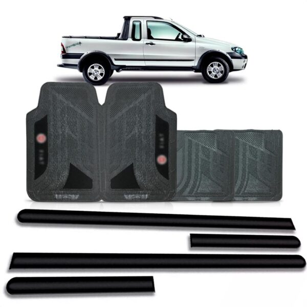 Friso Lateral Fiat Strada 1995/2000 + Jogo Tapete Pvc Oferta