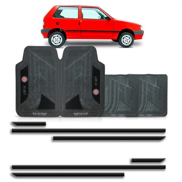 Friso Lateral Uno 1995 A 2009 2 Porta Fino + Jogo Tapete Pvc