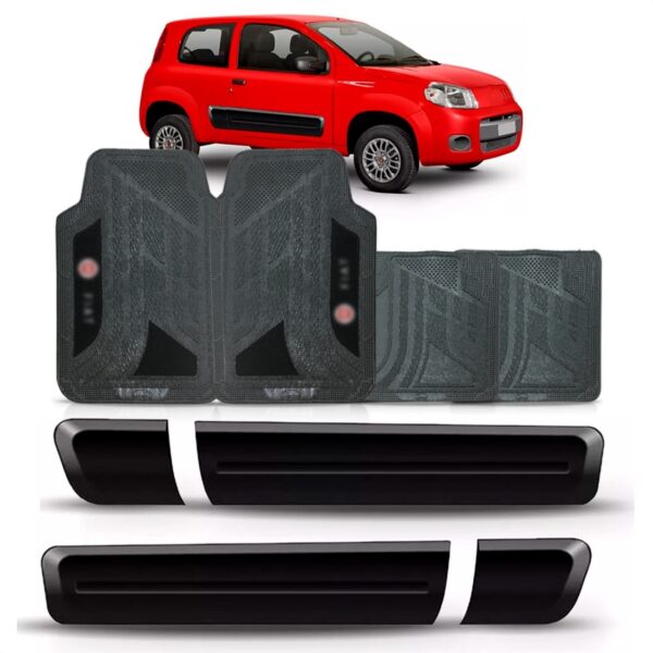 Friso Lateral Uno Vivace 2011 A 2016 Preto 2 Portas 4 Peças