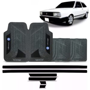 Friso Lateral Gol Voyage Saveiro 87 A 94 Preto + Jogo Tapete