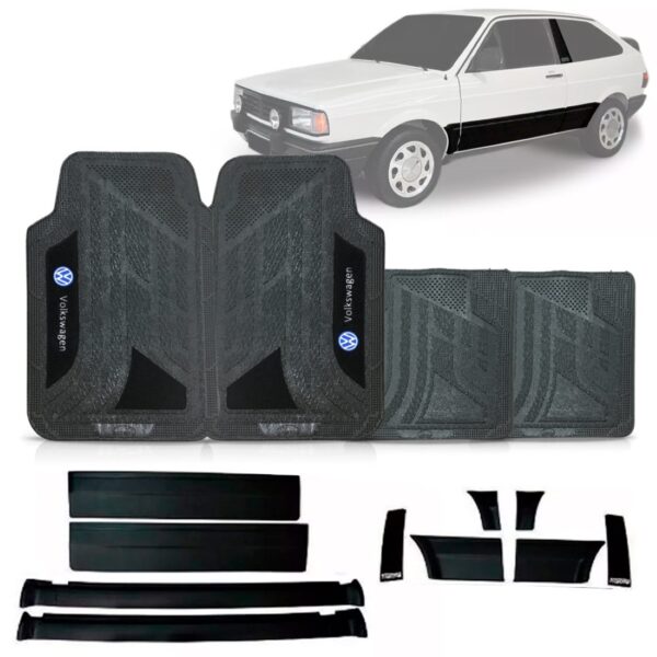Friso Lateral Gol Gts 1988 A 1993 Preto + Jogo Tapete
