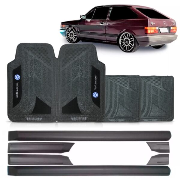 Friso Lateral Saveiro Gl 87/1995 Abaulado Preto +jogo Tapete