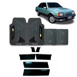 Friso Lateral Monza Classic 87 A 90 Preto 25cm + Jogo Tapete