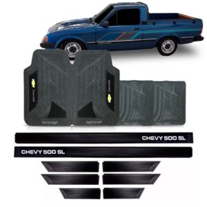 Friso Lateral Chevy 500 Sl 1983 A 1995 + Jogo Tapete Pvc