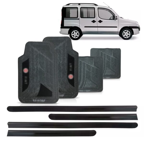 Friso Lateral Fiat Doblo 2002 A 2017 + Jogo Tapete Pvc