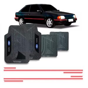 Friso Lateral Escort Hobby Ate 1991 Vermelho + Jogo Tapete