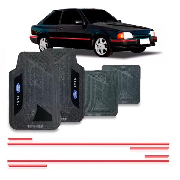 Friso Lateral Escort Hobby Ate 1991 Vermelho + Jogo Tapete