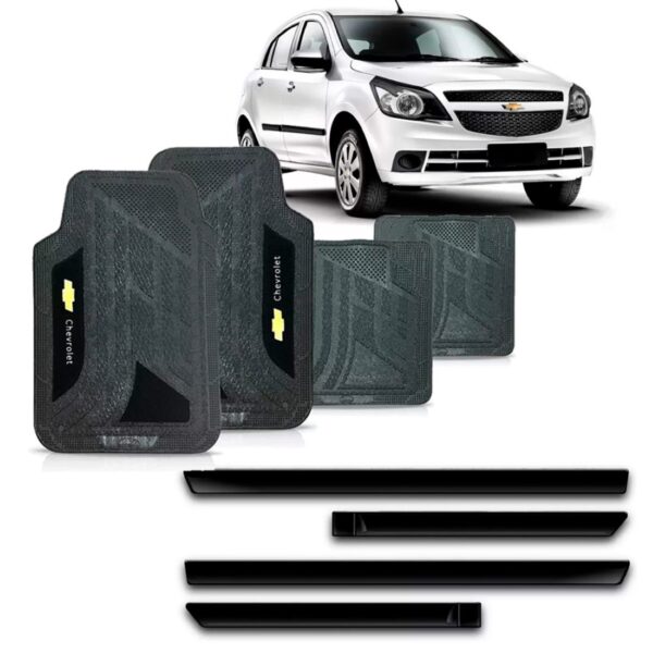Kit Friso Lateral Chevrolet Agile 2010 A 2016 + Jogo Tapete