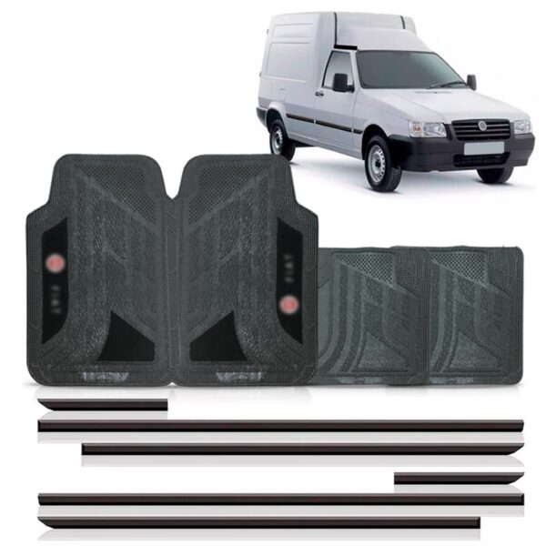 Kit Friso Lateral Fiat Fiorino Fino + Jogo Tapete Pvc Oferta