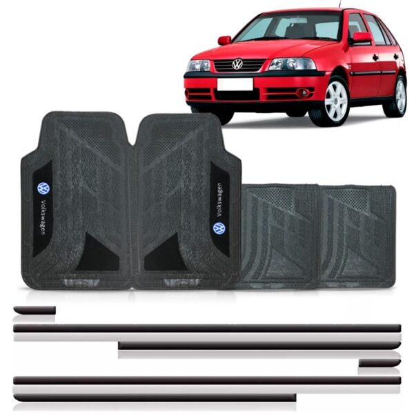 Kit Friso Lateral Gol/parati Giii 00/04 4p + Jogo Tapete Pvc