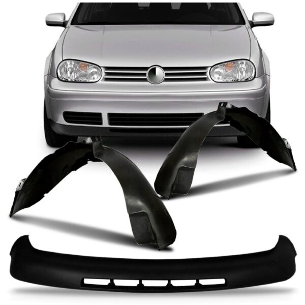 Kit Spoiler Parachoque Golf 1999 A 05 2006 Com Par Parabarro Preto
