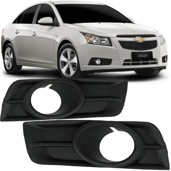 Par Tela Frontal Parachoque Moldura Farol Milha Cruze 12 13 Preto