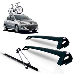 Rack Teto Peugeot 206 207 Hatch 04portas Preto + Transbike Preta