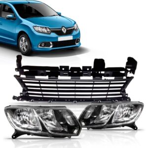 Kit Sandero 2015 2016 Par Faróis + Grade Inferior Preto