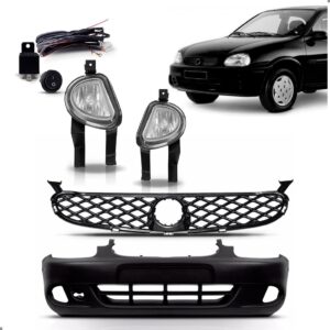 Parachoque Com Grade Farol Milha Corsa 2000 A 2002 1a Linha Preto