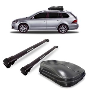 Jogo Suportes Rack Jetta Variant + Baú Maleiro 510 Litros Preto