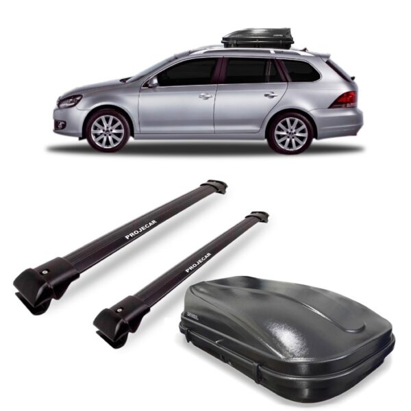 Jogo Suportes Rack Jetta Variant + Baú Maleiro 510 Litros Preto
