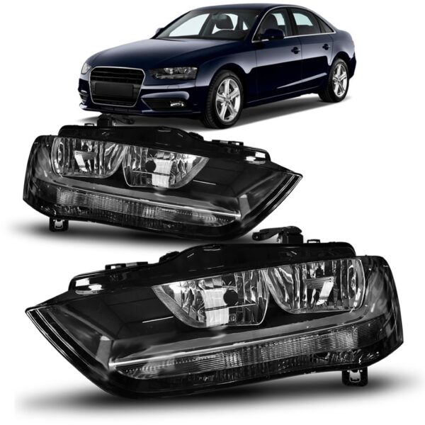 PAR FAROL AUDI A4 2013 A 2015 FOCO DUPLO MASCARA NEGRA TYC