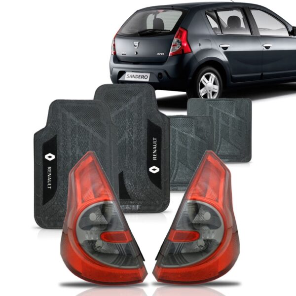Par Lanterna Para Sandero 2007 A 2012 Fume + Jogo Tapete Pvc