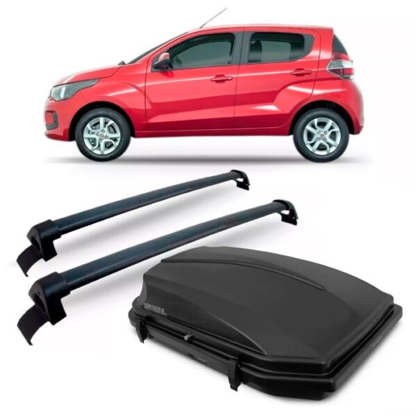 Rack Teto Mobi 2016 A 2018 Preto Aluminio Com Maleiro 270 Preta