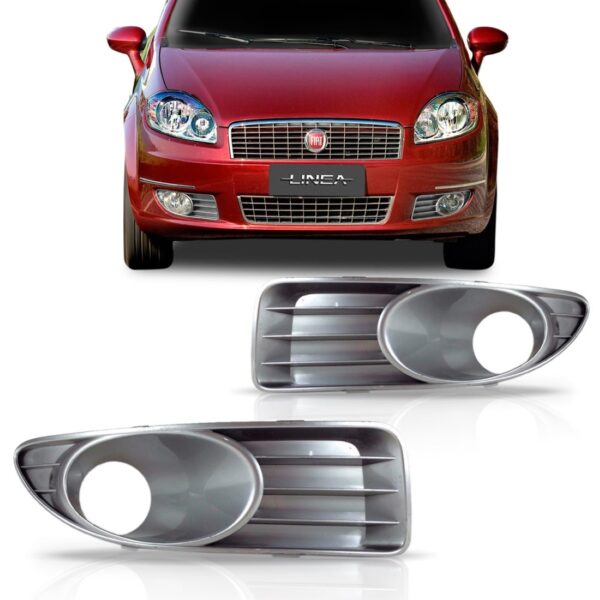 Par Moldura Grade Milha Linea 08 09 10 11 12 13 Cinza - Preto