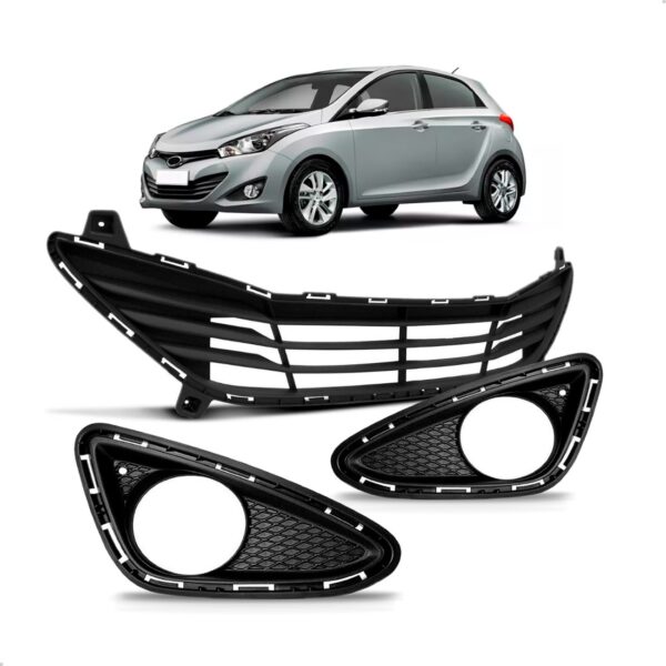 Kit Grade Moldura Milha Parachoque Hb20 2012 2013 2014 2015