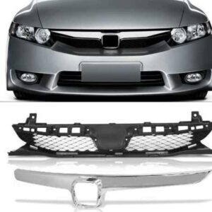 Tela Frontal Com Friso Radiador New Civic 09 10 11 Completa Preto