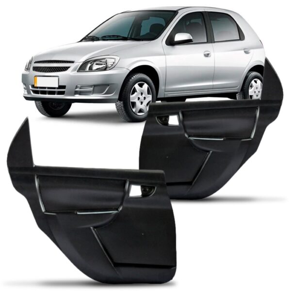 Forro Porta Celta 4 Portas Traseiro Vidro Manual - 04 Portas Preto