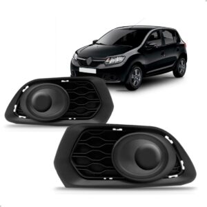Par Moldura Tampa Farol Milha Para Sandero 2015 A 2020 Preto