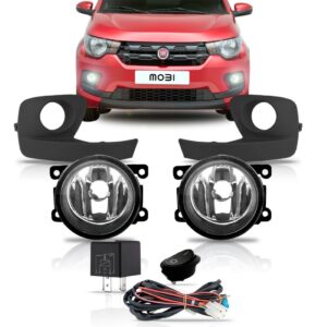 Kit Farol De Milha + Moldura Fiat Mobi 2014 2015 2016 2017 Preto
