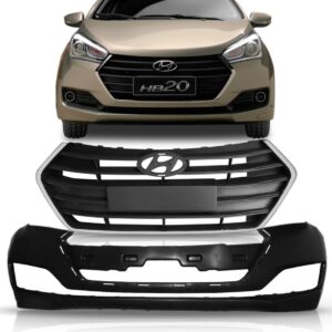 Parachoque Hb20 2016 A 2018 Hatch + Grade Friso Novo Preto