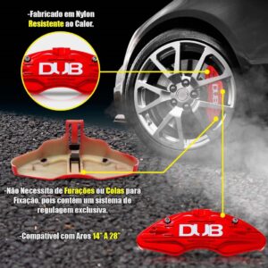 Capa Pinça De Freio Vermelha Dub Universal Kit 4 Peças Br2 Vermelho