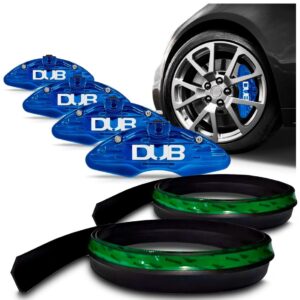 Kit 4 Spoiler Universal Flexível Com Capa De Pinça Azul Preto