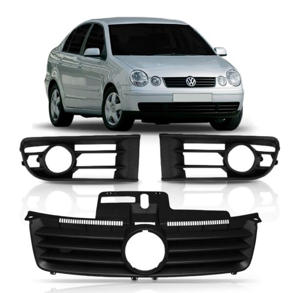 Kit Grade Polo 2003 A 06 Superior + Par Moldura Com Furo Milha