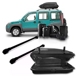 Travessa Rack Slim Doblo 2001 A 2017 + Caixa Bau 270 Litros Preto