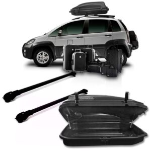 Travessa Rack Teto Slim Idea 04/16 + Caixa Bau 270l Promoção Preto