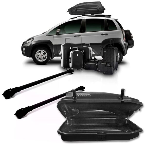 Travessa Rack Teto Slim Idea 04/16 + Caixa Bau 270l Promoção Preto