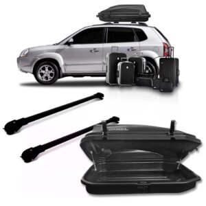 Travessa Rack Slim Tucson 04 A 17 + Caixa Bau 270l Oferta Preto