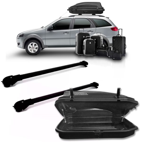 Travessa Rack Slim Palio Weekend 97 A 17 + Caixa Bau 270l Preto