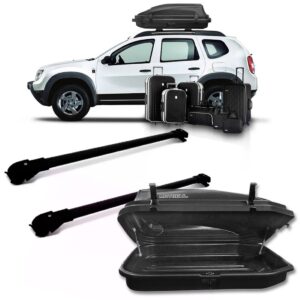 Travessa Rack Teto Slim Duster 2012 A 2015 + Caixa Bau 270l Preto