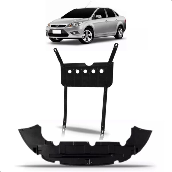 Kit Defletor Focus 2009 A 2012 + Protetor Carter Peito Aço Preto