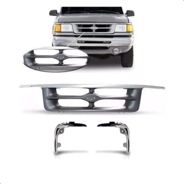 Kit Grade Pickup Ranger 1994 A 1997 Cromada Com Aro Farol Plástico