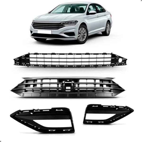 Kit Grade Jetta 2019 2020 2021 2022 Superior E Inferior Preto