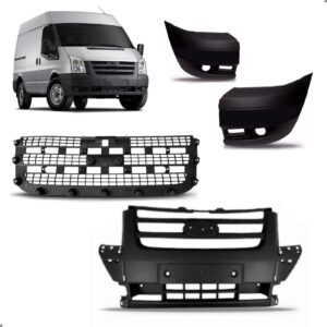 Kit Parachoque Para Ford Transit 2007 A 2013 Com Grade Preto