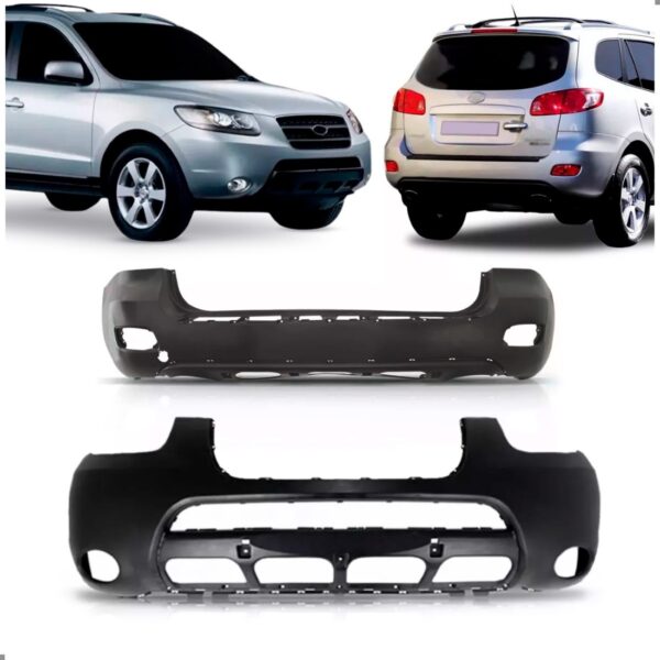 Kit Parachoque Santa Fe 2007 2008 2009 Dianteiro E Traseiro Preto