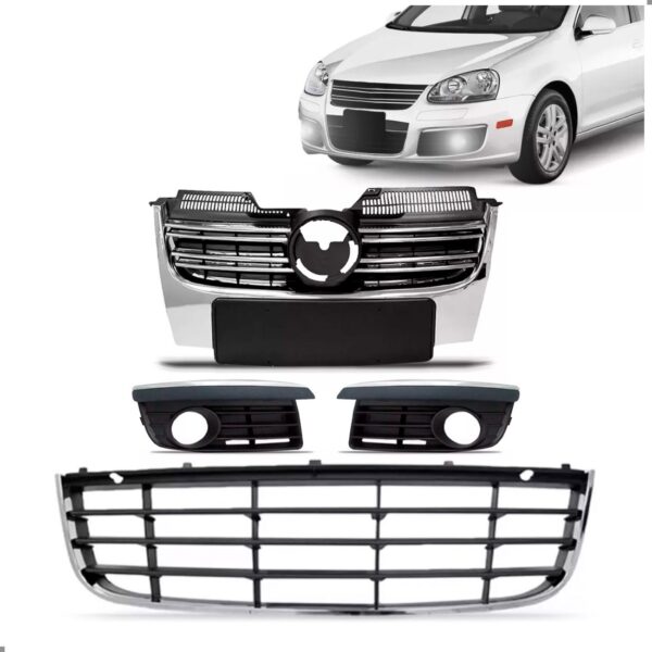 Kit Grade Jetta 2007 08 09 2010 Frisada E Molduras Cromadas Plástico